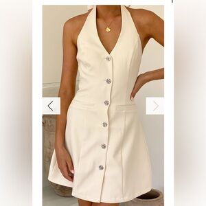 Maia Halter Neck Mini Dress - Cream Dress